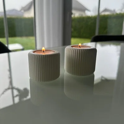 Khay đựng nến tealight 3D thiết kế vân dọc hiện đại