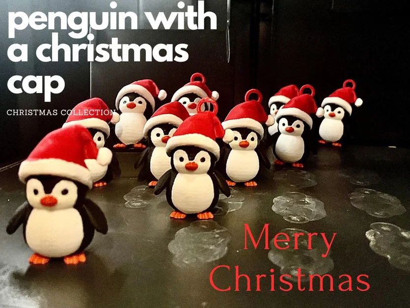 Mô hình chim cánh cụt đội mũ Noel trang trí Giáng sinh cực đáng yêu - Image 1