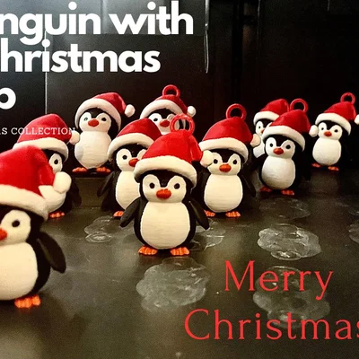 Mô hình chim cánh cụt đội mũ Noel trang trí Giáng sinh cực đáng yêu