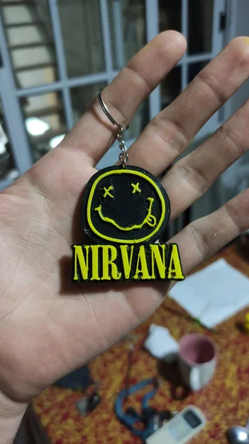 Móc khóa biểu tượng Nirvana (Nirvana keychain) in 3D cực chất - Image 1