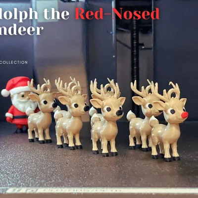 Mô hình tuần lộc Rudolph mũi đỏ trang trí Giáng sinh - File in 3D