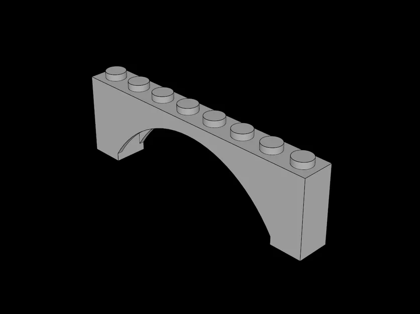 Mô hình gạch vòm 1x8x2 tương thích hệ thống Lego để in 3D - Image 1