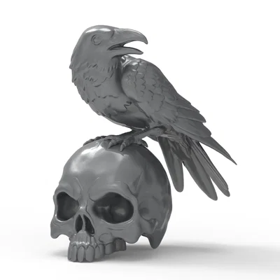 Mô hình con quạ đậu trên hộp sọ