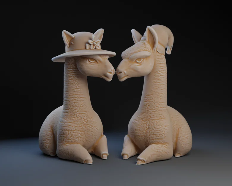 Mô hình 3D hai chú lạc đà Carl và Paul đội mũ cực dễ thương - Image 1