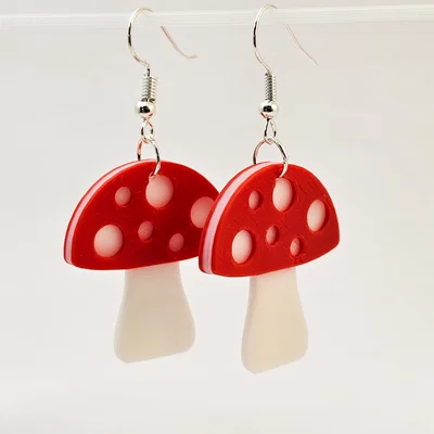 Bông tai hình nấm may mắn - Mô hình in 3D trang sức siêu dễ thương