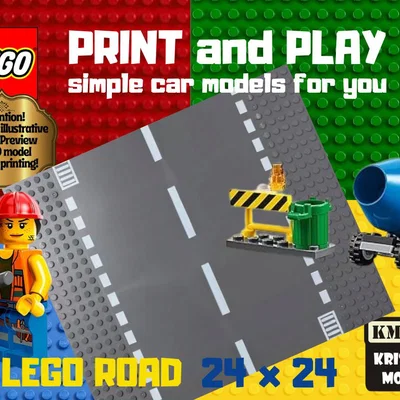 Tấm nền đường đua LEGO Road Plate 24x24 in 3D cho tín đồ LEGO