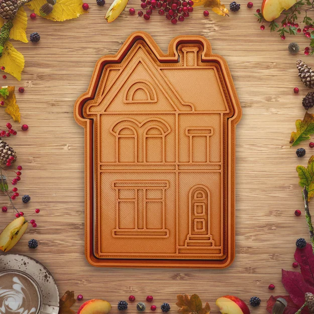 Khuôn cắt và dập bánh quy hình ngôi nhà Giáng sinh 3D - Image 1