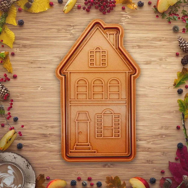 Khuôn nhấn bánh quy hình ngôi nhà giáng sinh 3D in tại nhà - Image 1