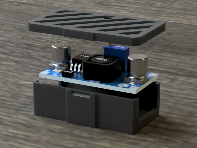 Vỏ hộp 3D cho module hạ áp LM2596 thiết kế Snap Fit tiện dụng - Image 1