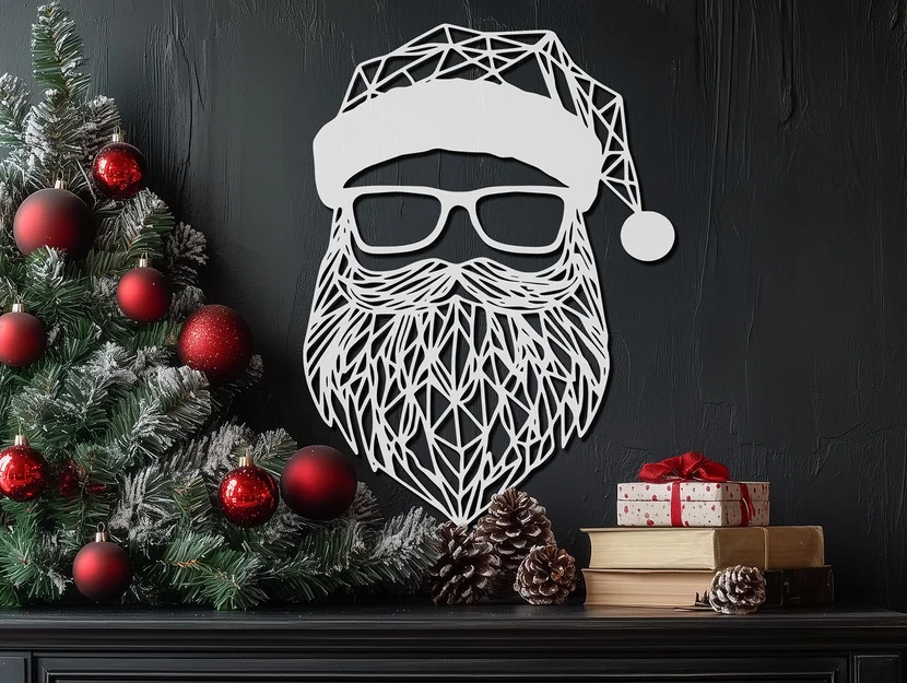 Mô hình treo tường ông già Noel phong cách hình học trang trí Giáng sinh - Image 1