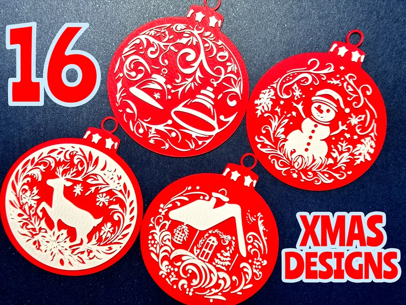 Bộ 16 mẫu trang trí Giáng sinh dạng quả châu in 3D độc đáo - Image 1
