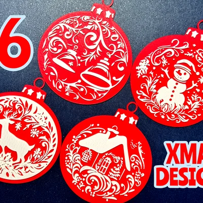 Bộ 16 mẫu trang trí Giáng sinh dạng quả châu in 3D độc đáo