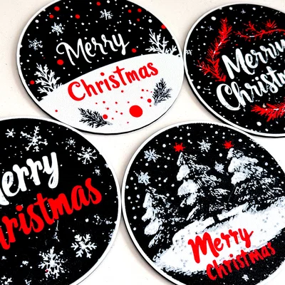 Bộ 4 Đế Lót Ly Merry Christmas