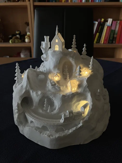 Mô hình làng Giáng sinh có tàu hỏa in 3D trang trí độc đáo - Image 1