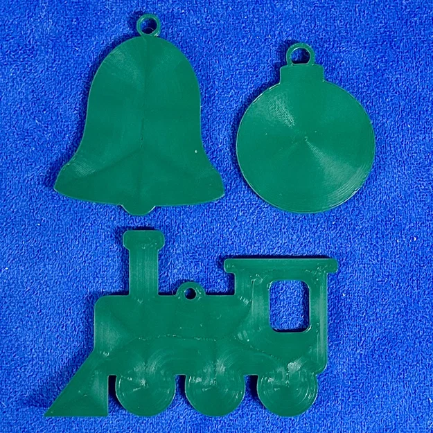 Bộ đồ trang trí Noel 3D phẳng: Quả cầu, Chuông và Tàu hỏa - Image 1