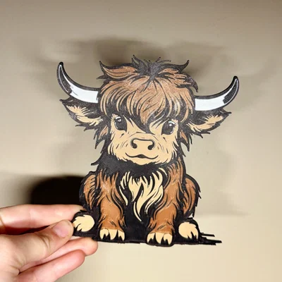 Bảng hiệu bò Highland (Highland Cow Sign)