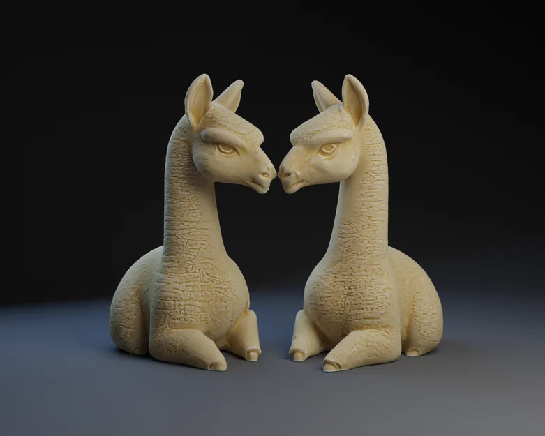 Mô hình đôi lạc đà (Two Llamas) - Mẫu trang trí in 3D dễ thương - Image 1