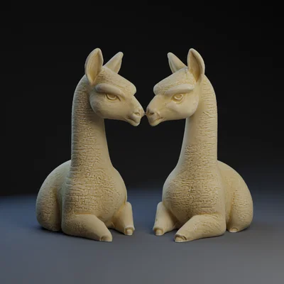 Mô hình đôi lạc đà (Two Llamas) - Mẫu trang trí in 3D dễ thương