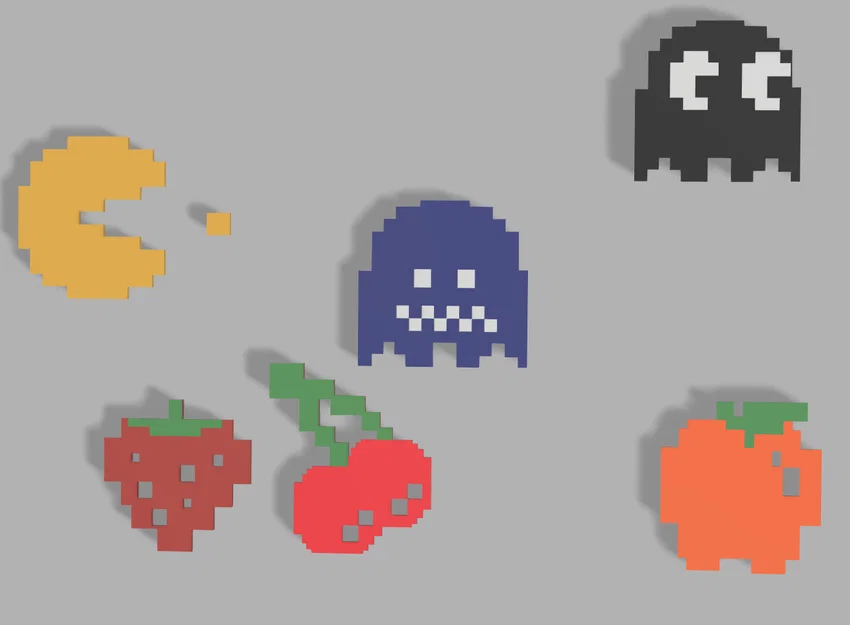Bộ mô hình trang trí tường Pacman 8-bit cổ điển in 3D siêu đẹp - Image 1