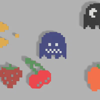 Bộ mô hình trang trí tường Pacman 8-bit cổ điển in 3D siêu đẹp