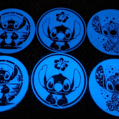 Đế lót ly Stitch / Những tấm bảng tròn nhỏ - Fan Art