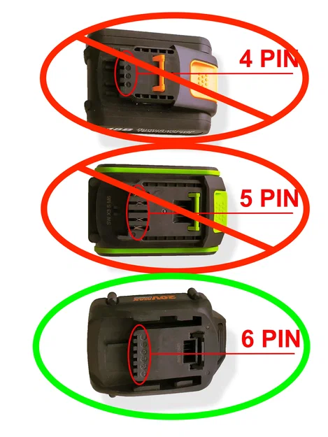 Giá treo/ngàm gắn pin WORX PowerShare 20V 6-pin - Image 3