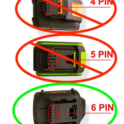 Giá treo/ngàm gắn pin WORX PowerShare 20V 6-pin