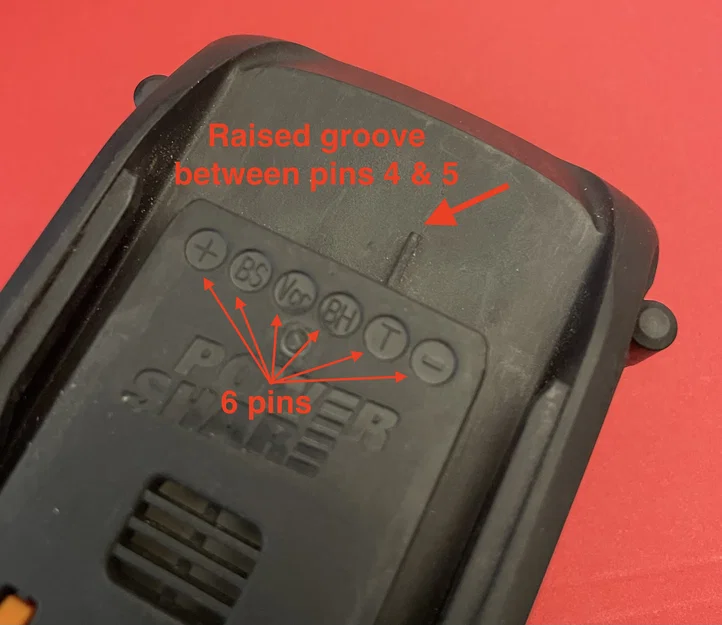 Giá treo/ngàm gắn pin WORX PowerShare 20V 6-pin - Image 8