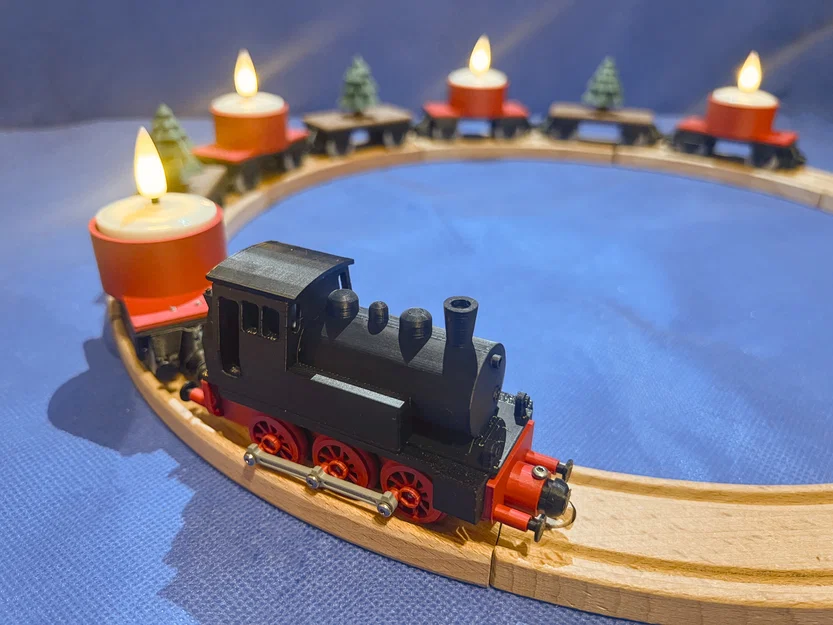 Mô hình đầu tàu hơi nước BR80 tương thích đường ray gỗ Brio và Ikea - Image 1