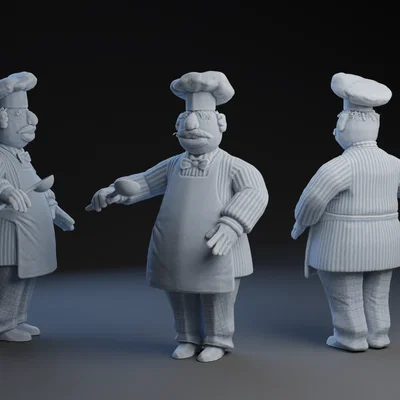 Mô hình 3D nhân vật đầu bếp Swedish Chef cực chất cho fan Muppet