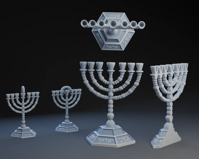Bộ sưu tập 3 mẫu chân nến Menorah 3D cho lễ hội Hanukkah - Image 1