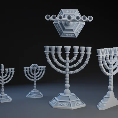 Bộ sưu tập 3 mẫu chân nến Menorah 3D cho lễ hội Hanukkah