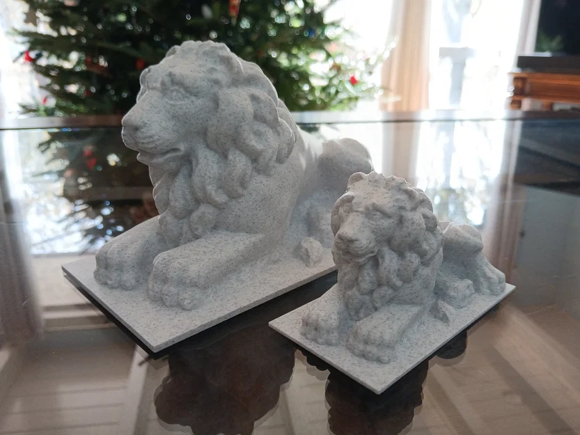 Tượng Sư Tử Vân Đá (Không Cần Support) – Marble Lion (Supportless) - Image 1