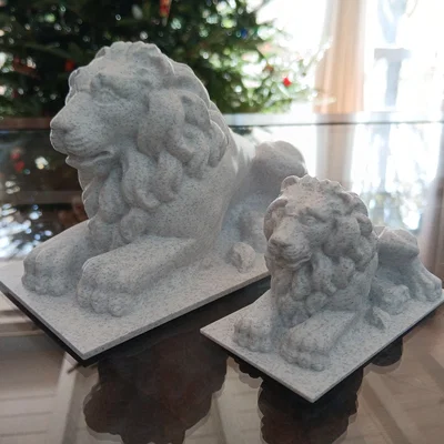 Tượng Sư Tử Vân Đá (Không Cần Support) – Marble Lion (Supportless)