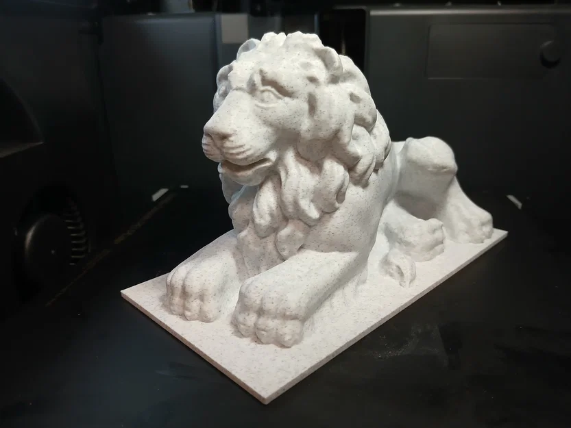 Tượng Sư Tử Vân Đá (Không Cần Support) – Marble Lion (Supportless) - Image 2