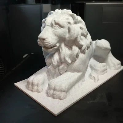 Tượng Sư Tử Vân Đá (Không Cần Support) – Marble Lion (Supportless)