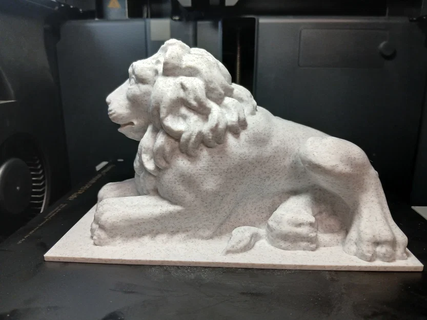 Tượng Sư Tử Vân Đá (Không Cần Support) – Marble Lion (Supportless) - Image 3