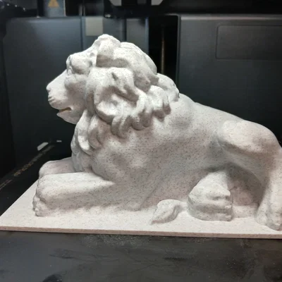 Tượng Sư Tử Vân Đá (Không Cần Support) – Marble Lion (Supportless)