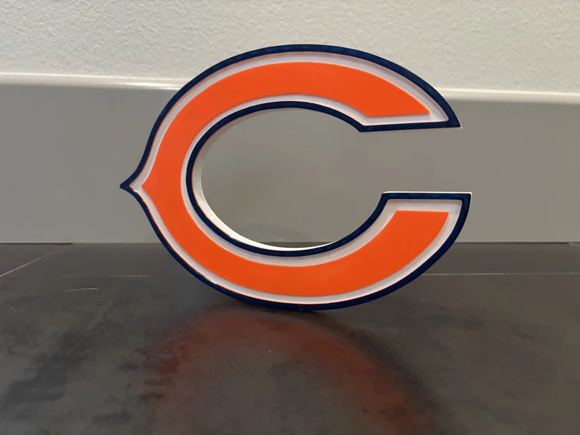 Tranh treo tường logo chữ "C" của Chicago Bears in 3 màu bằng 1 đầu đùn - Image 1