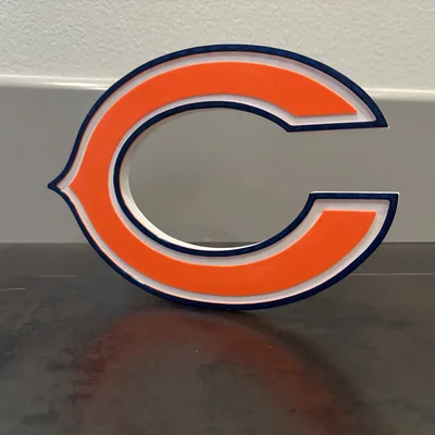 Tranh treo tường logo chữ "C" của Chicago Bears in 3 màu bằng 1 đầu đùn