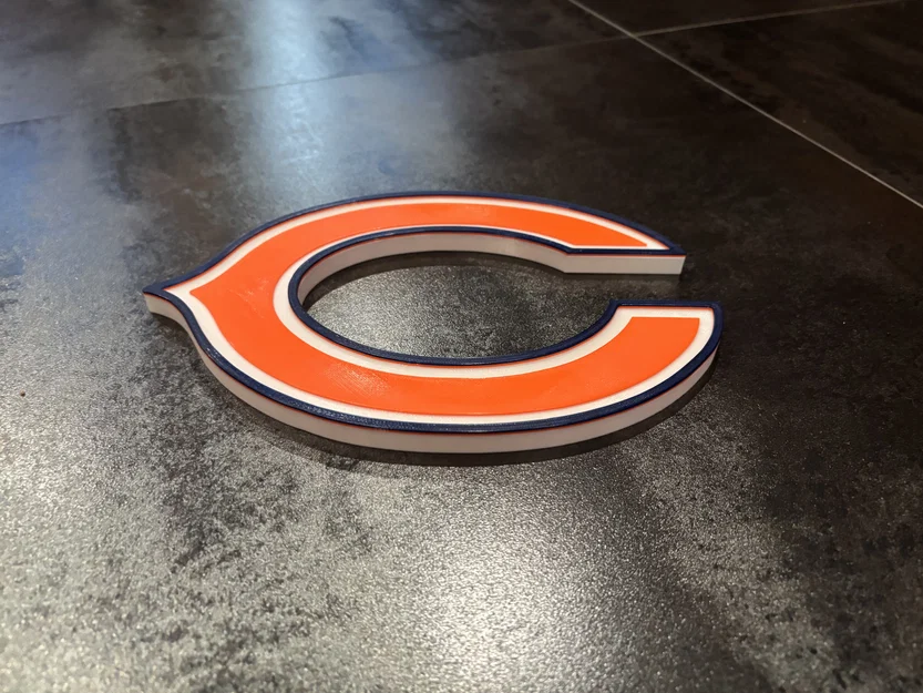 Tranh treo tường logo chữ "C" của Chicago Bears in 3 màu bằng 1 đầu đùn - Image 2