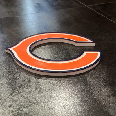 Tranh treo tường logo chữ "C" của Chicago Bears in 3 màu bằng 1 đầu đùn