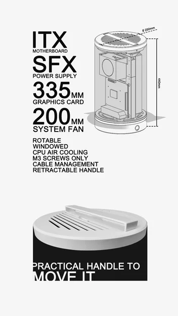ESS1 - Vỏ máy tính Mini ITX hình trụ in 3D - Image 7