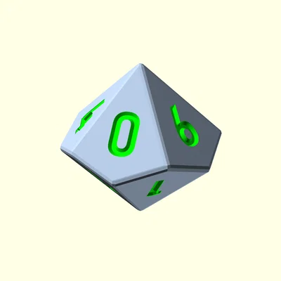 Mô hình xúc xắc D10 (D10 Dice) kích thước 35mm cho board game