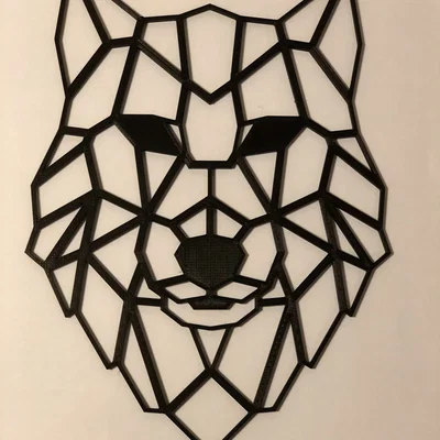 Mẫu tranh treo tường đầu sói phong cách hình học Geometric Wolf