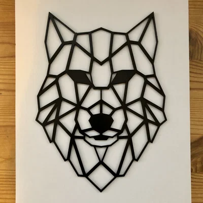 Mẫu tranh treo tường đầu sói phong cách hình học Geometric Wolf