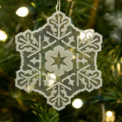 Ornament Bông Tuyết Kẹp Tulle Ở Giữa