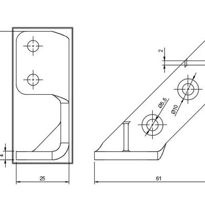 Ke góc 45° có gân tăng cứng cho kệ (45° angle with reinforcing ribs)