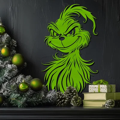 Trang trí treo tường Grinch - Mẫu in 3D Giáng sinh độc đáo