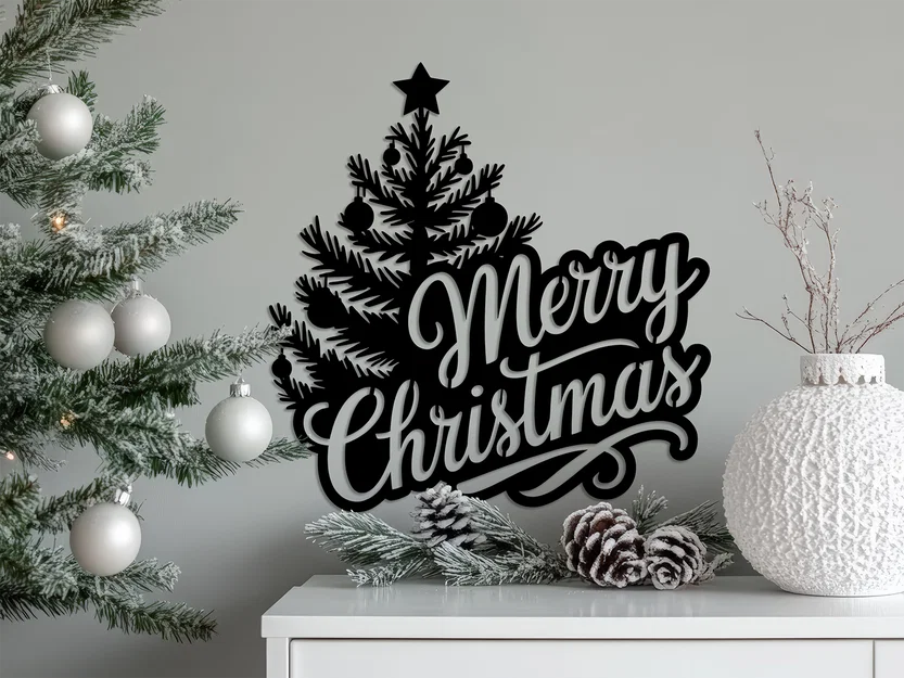 Tranh treo tường Merry Christmas - Đồ trang trí Giáng sinh in 3D - Image 1